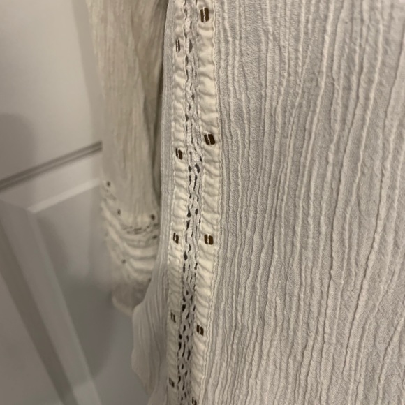 Beautiful Free People Sz L ivory long sleeve shirt - Picture 5 of 9